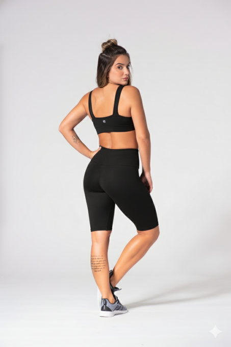 Bermuda Fitness Ciclista Preto