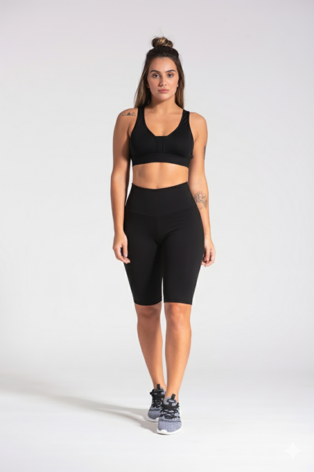 Bermuda Fitness Ciclista Preto